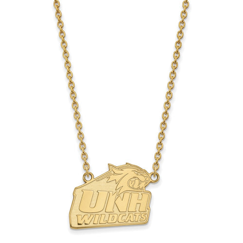 10k Gold LogoArt University of New Hampshire Large Pendant 18 inch Necklace