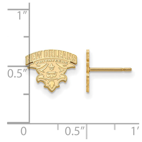 10k Gold LogoArt University of New Orleans U-N-O Small Post Earrings
