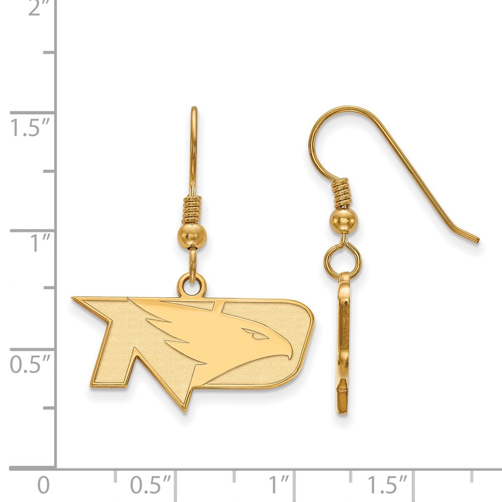 Sterling Silver Gold-plated LogoArt University of North Dakota Small Dangle Wire Earrings