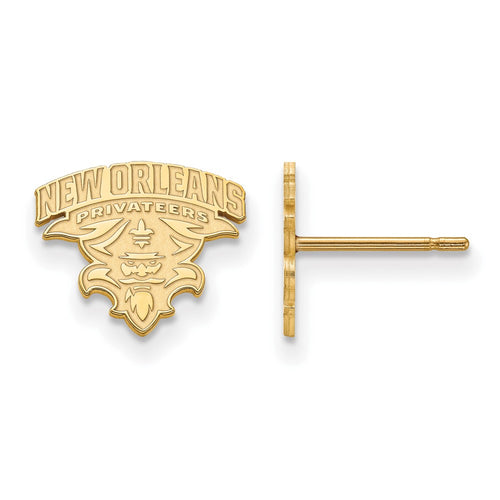 10k Gold LogoArt University of New Orleans U-N-O Small Post Earrings