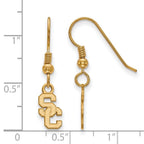 Sterling Silver Gold-plated University of Southern California S-C Extra Small Dangle Wire Earrings