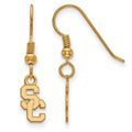 Sterling Silver Gold-plated University of Southern California S-C Extra Small Dangle Wire Earrings