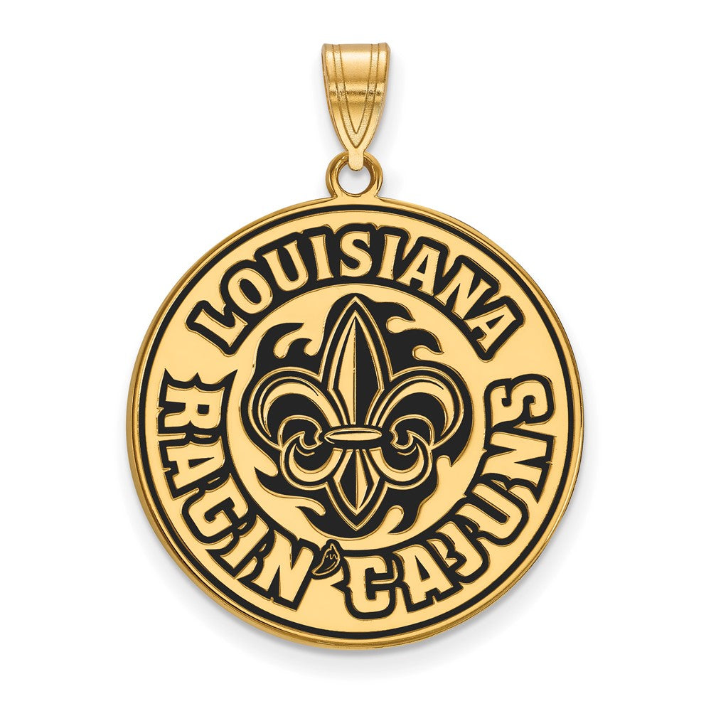 Sterling Silver Gold-plated LogoArt University of Louisiana at Lafayette Extra Large Enameled Pendant