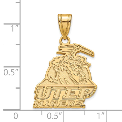 10k Gold LogoArt University of Texas at El Paso Miners Large Pendant