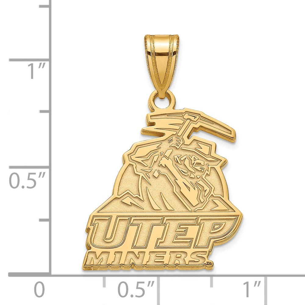 Sterling Silver Gold-plated LogoArt University of Texas at El Paso Miners Large Pendant