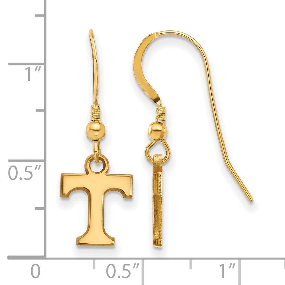 Sterling Silver Gold-plated LogoArt University of Tennessee Letter T Extra Small Dangle Wire Earrings