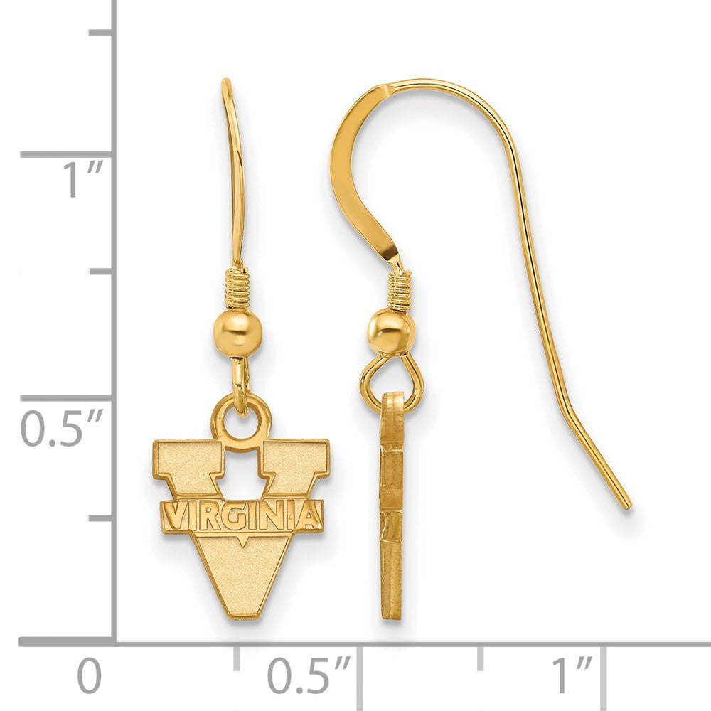 Sterling Silver Gold-plated LogoArt University of Virginia Extra Small Dangle Wire Earrings