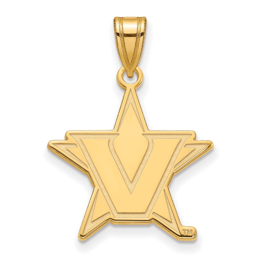 Sterling Silver w/GP LogoArt Vanderbilt University Large Pendant