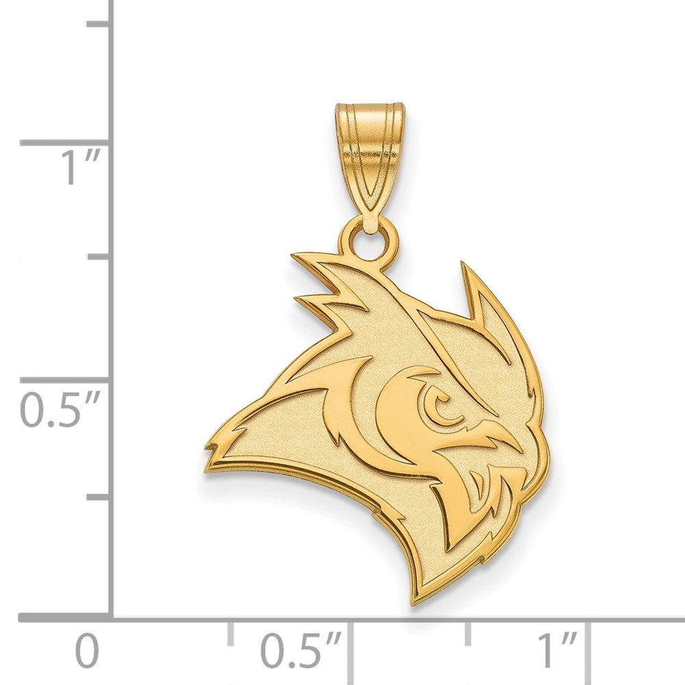 Sterling Silver Gold-plated LogoArt Rice University Owl Large Pendant