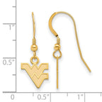 Sterling Silver Gold-plated LogoArt West Virginia University W-V Extra Small Dangle Wire Earrings