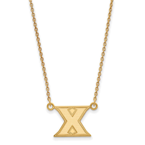 10k Gold LogoArt Xavier University Letter X Small Pendant 18 inch Necklace