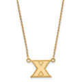 Sterling Silver Gold-plated LogoArt Xavier University Letter X Small Pendant 18 inch Necklace