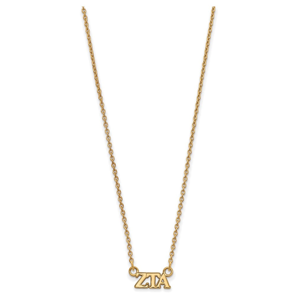 Sterling Silver Gold-plated LogoArt Zeta Tau Alpha Sorority Greek Letters Extra Small Pendant 18 inch Necklace