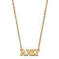 Sterling Silver Gold-plated LogoArt Alpha Chi Omega Sorority Greek Letters Small Pendant 18 inch Necklace