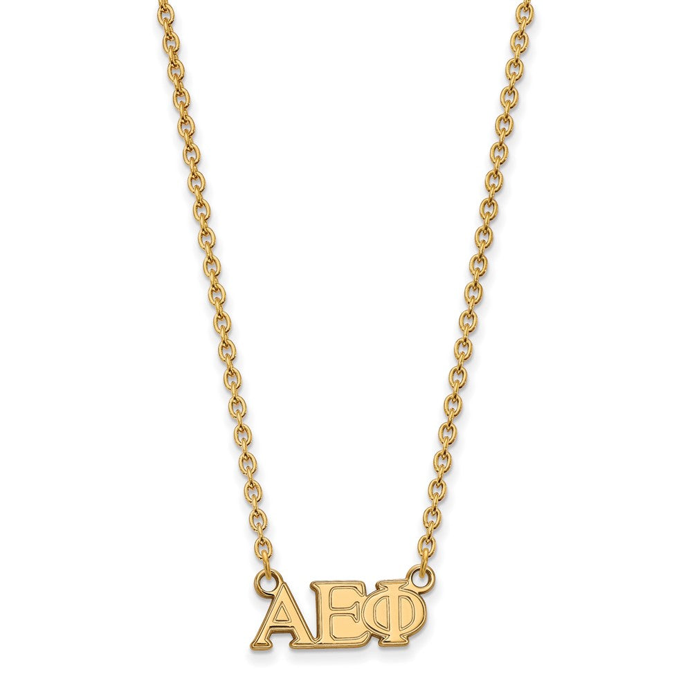 Sterling Silver Gold-plated LogoArt Alpha Epsilon Phi Sorority Greek Letters Medium Pendant 18 inch Necklace