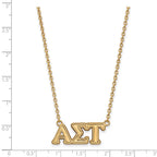 Sterling Silver Gold-plated LogoArt Alpha Sigma Tau Sorority Greek Letters Medium Pendant 18 inch Necklace