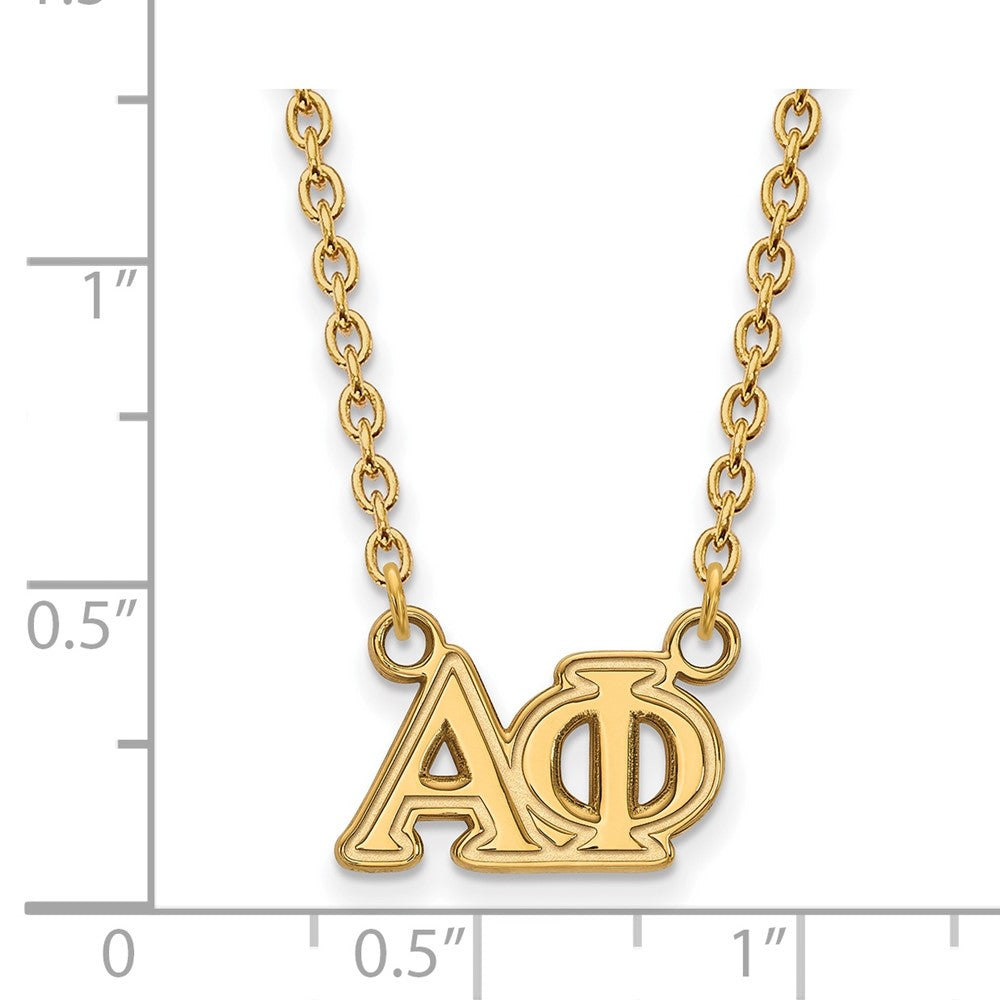 Sterling Silver Gold-plated LogoArt Alpha Phi Sorority Greek Letters Medium Pendant 18 inch Necklace