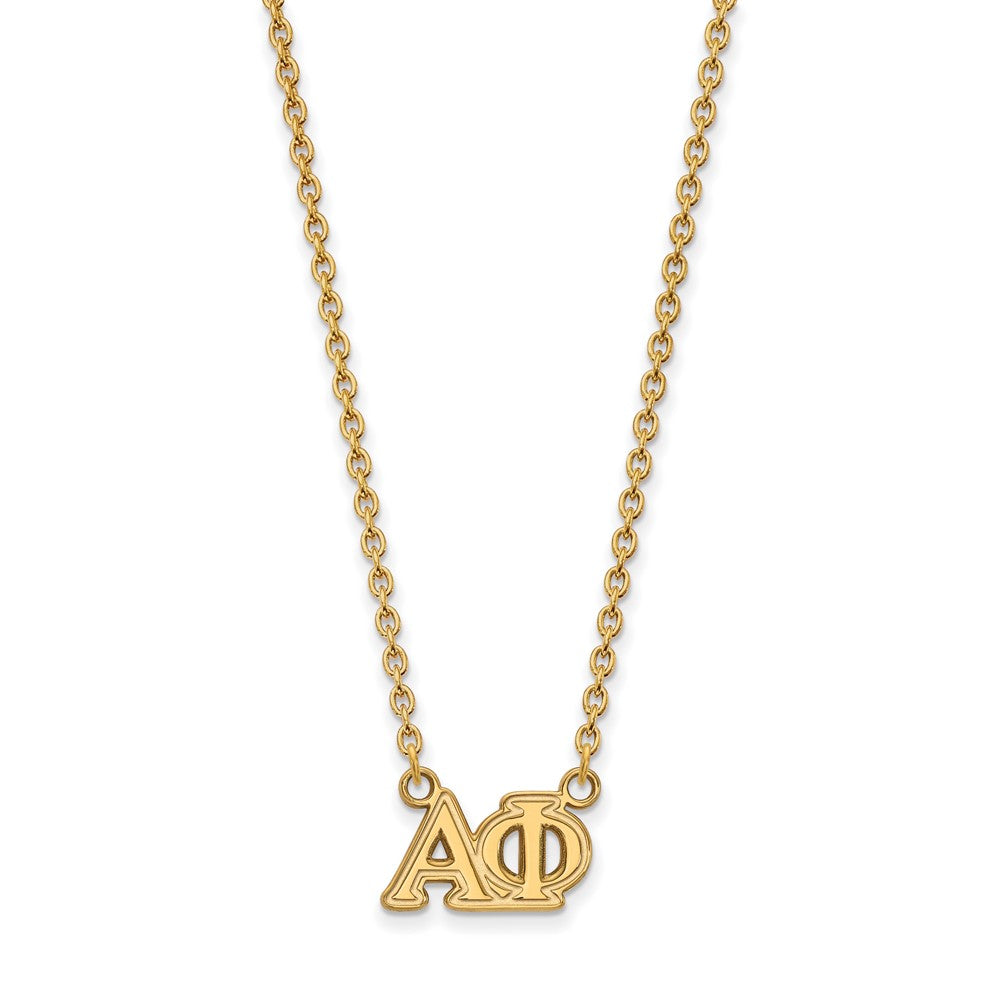 Sterling Silver Gold-plated LogoArt Alpha Phi Sorority Greek Letters Medium Pendant 18 inch Necklace