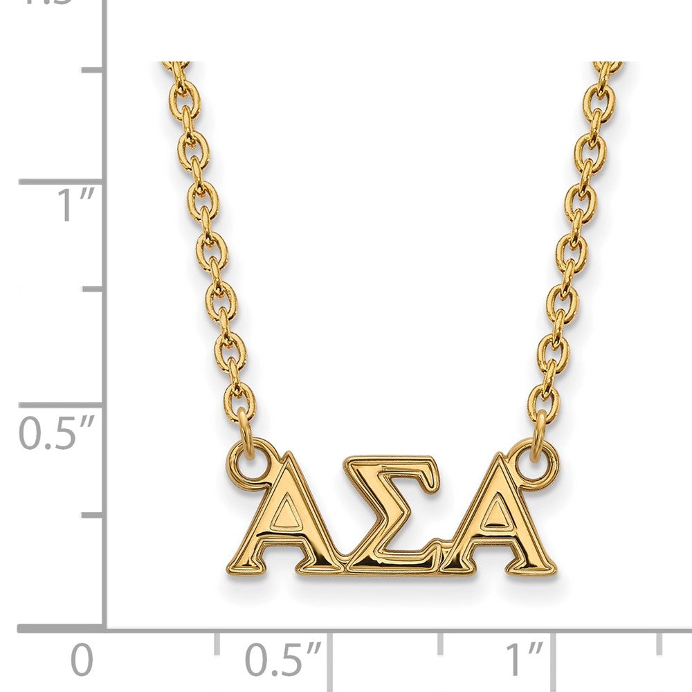Sterling Silver Gold-plated LogoArt Alpha Sigma Alpha Sorority Greek Letters Medium Pendant 18 inch Necklace