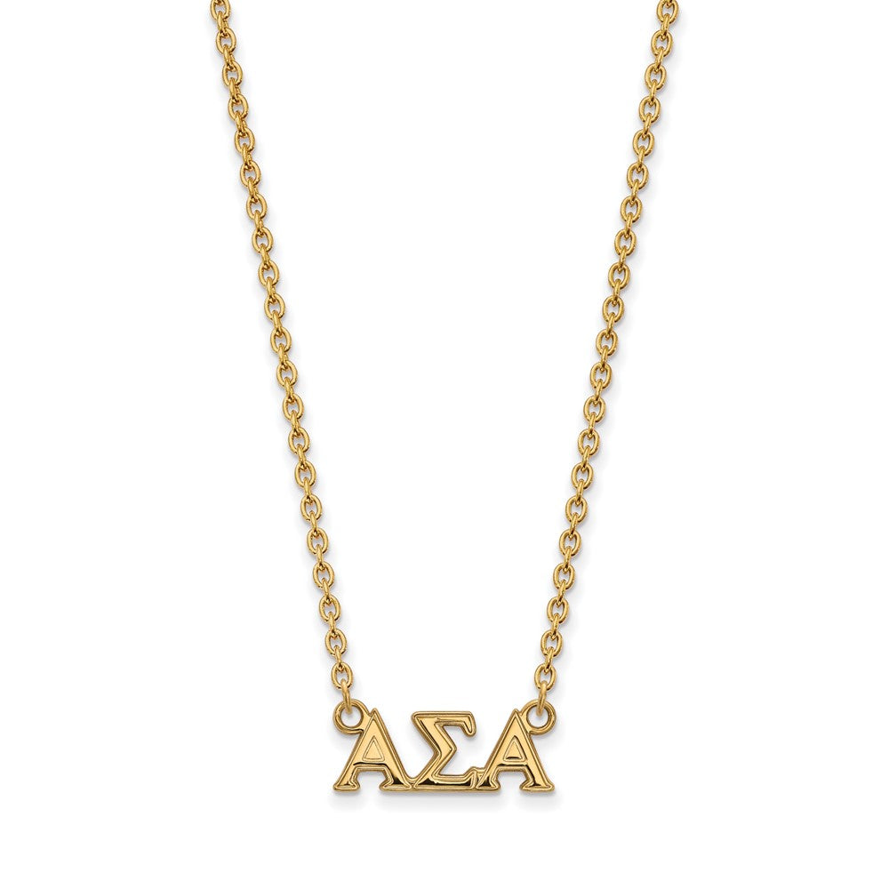 Sterling Silver Gold-plated LogoArt Alpha Sigma Alpha Sorority Greek Letters Medium Pendant 18 inch Necklace