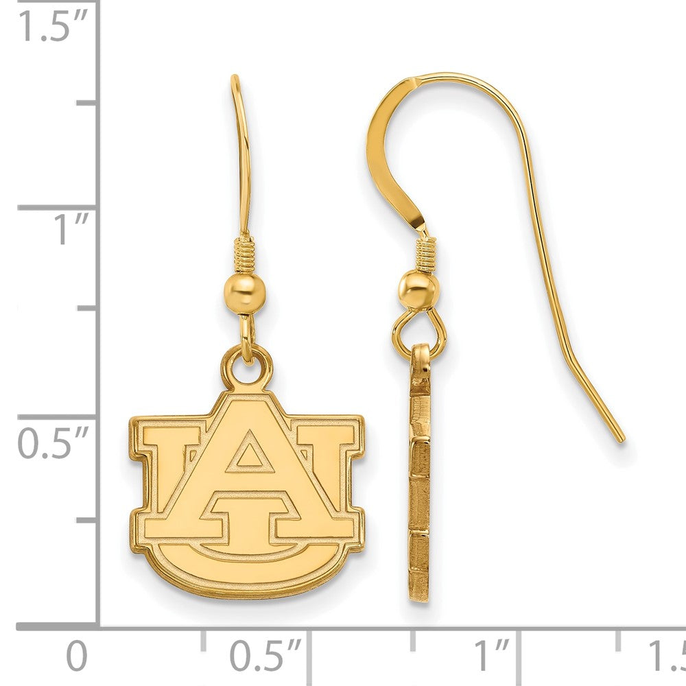 Sterling Silver Gold-plated LogoArt Auburn University A-U Small Dangle Wire Earrings