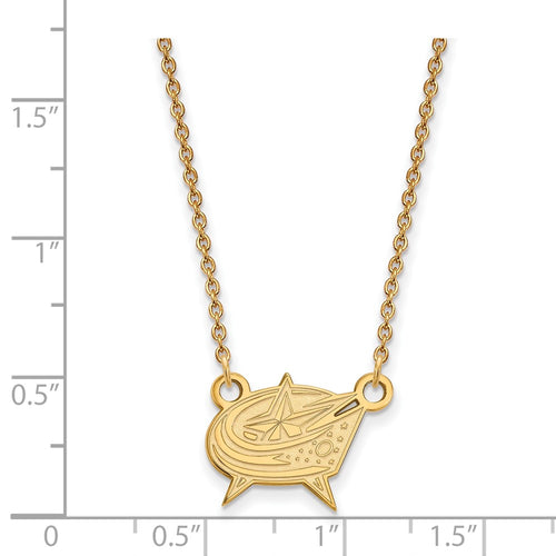 10k Gold NHL LogoArt Columbus Blue Jackets Small Pendant 18 inch Necklace