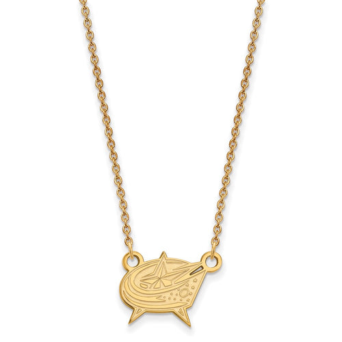 10k Gold NHL LogoArt Columbus Blue Jackets Small Pendant 18 inch Necklace