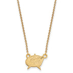 Sterling Silver Gold-plated NHL LogoArt Columbus Blue Jackets Small Pendant 18 inch Necklace