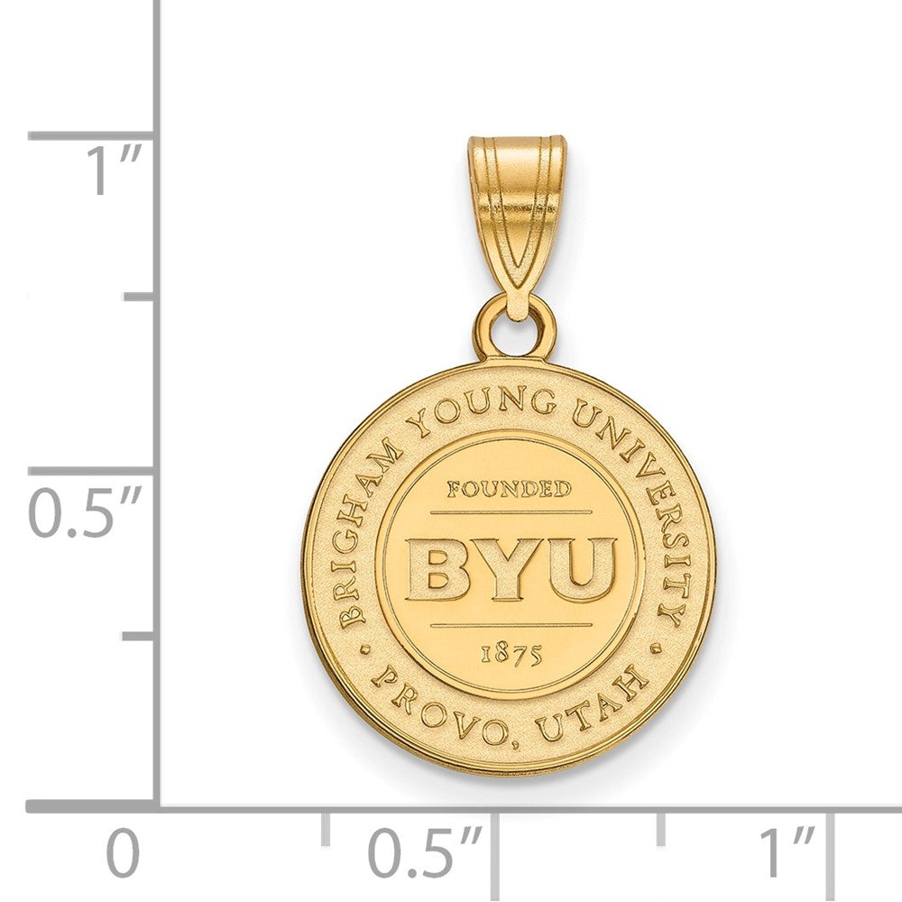 Sterling Silver Gold-plated LogoArt Brigham Young University Medium Crest Pendant