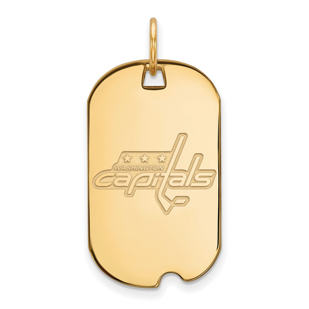 Sterling Silver Gold-plated NHL LogoArt Washington Capitals Small Dog Tag Pendant