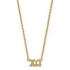 Sterling Silver Gold-plated LogoArt Chi Omega Sorority Greek Letters Medium Pendant 18 inch Necklace