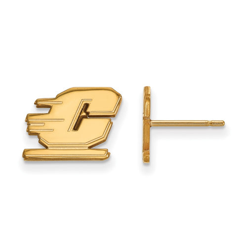 10k Gold LogoArt Central Michigan University Letter C Extra Small Post Earrings