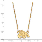Sterling Silver Gold-plated LogoArt California State University Fresno Bulldog Small Pendant 18 inch Necklace
