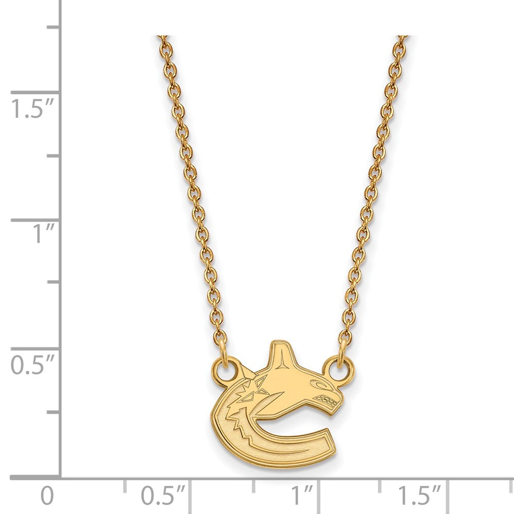 14k Gold NHL LogoArt Vancouver Canucks Small Pendant 18 inch Necklace