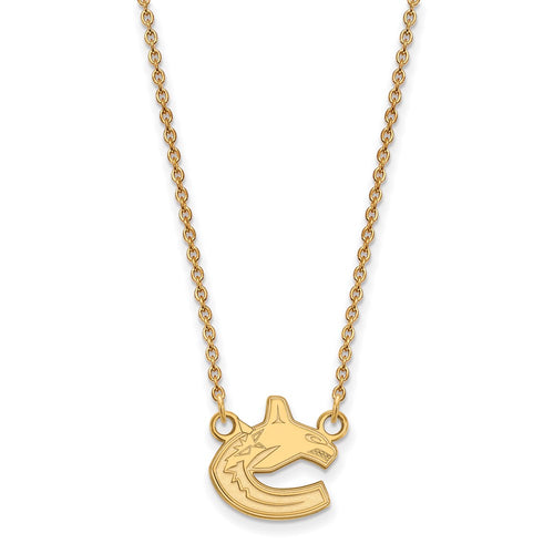 10k Gold NHL LogoArt Vancouver Canucks Small Pendant 18 inch Necklace