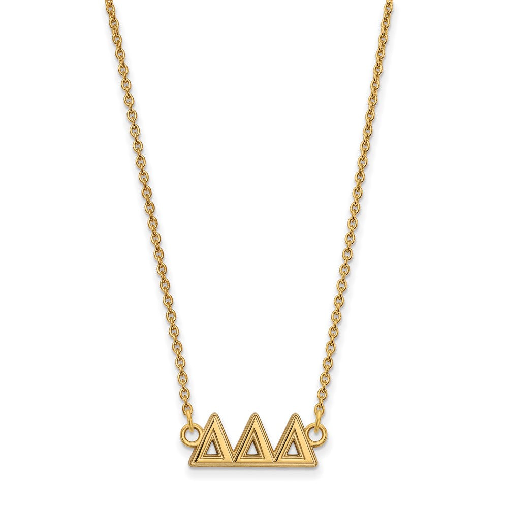 Sterling Silver Gold-plated LogoArt Delta Delta Delta Sorority Greek Letters Medium Pendant 18 inch Necklace