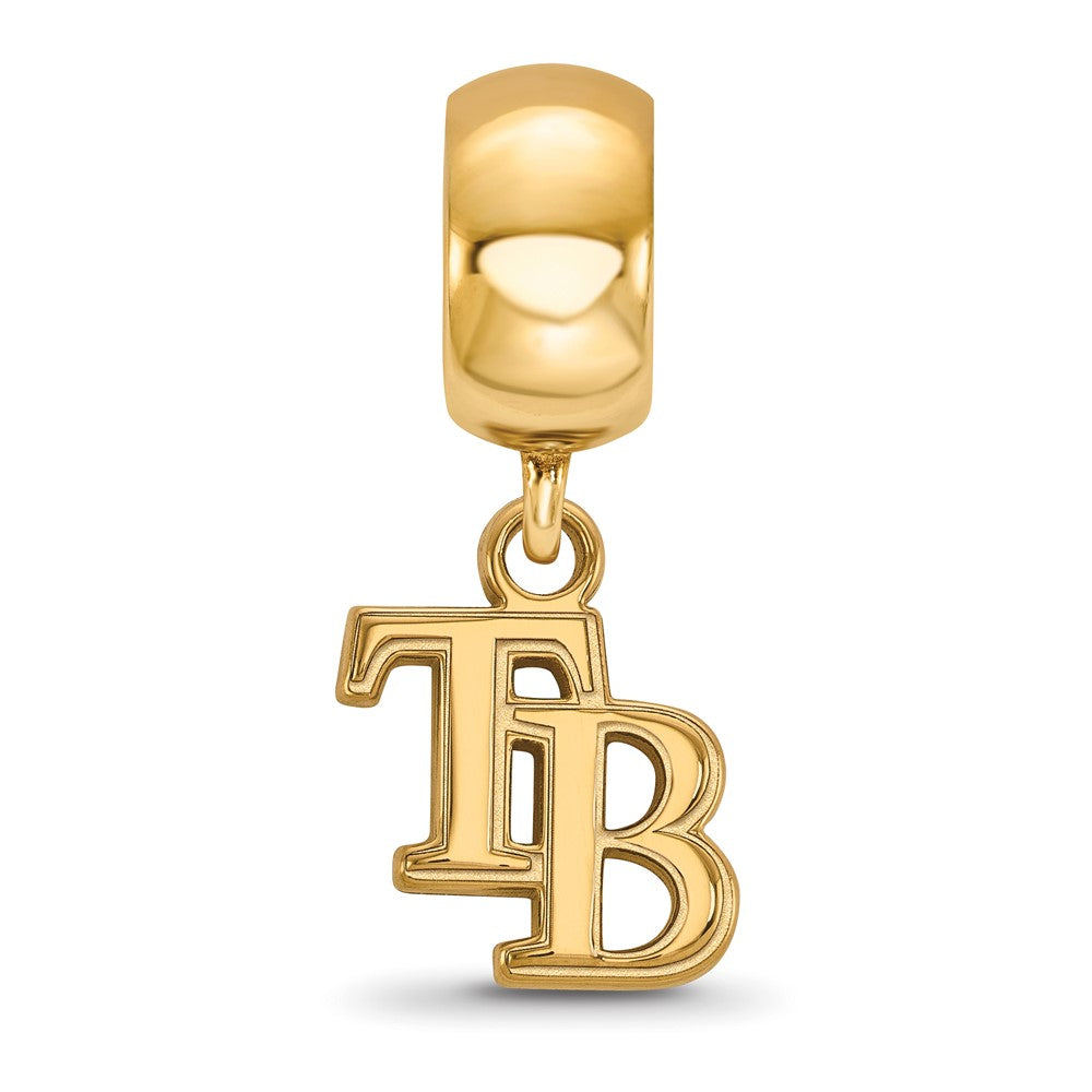 Sterling Silver Gold Plated Major League Baseball LogoArt Tampa Bay Rays Dangle Bead