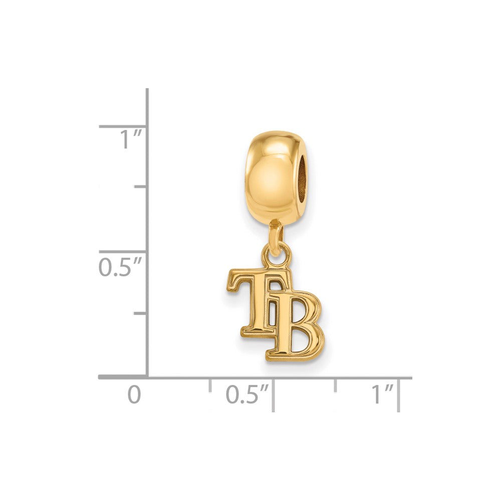 Sterling Silver Gold Plated Major League Baseball LogoArt Tampa Bay Rays Dangle Bead