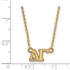 Sterling Silver Gold-plated LogoArt Delta Gamma Sorority Greek Letters Medium Pendant 18 inch Necklace