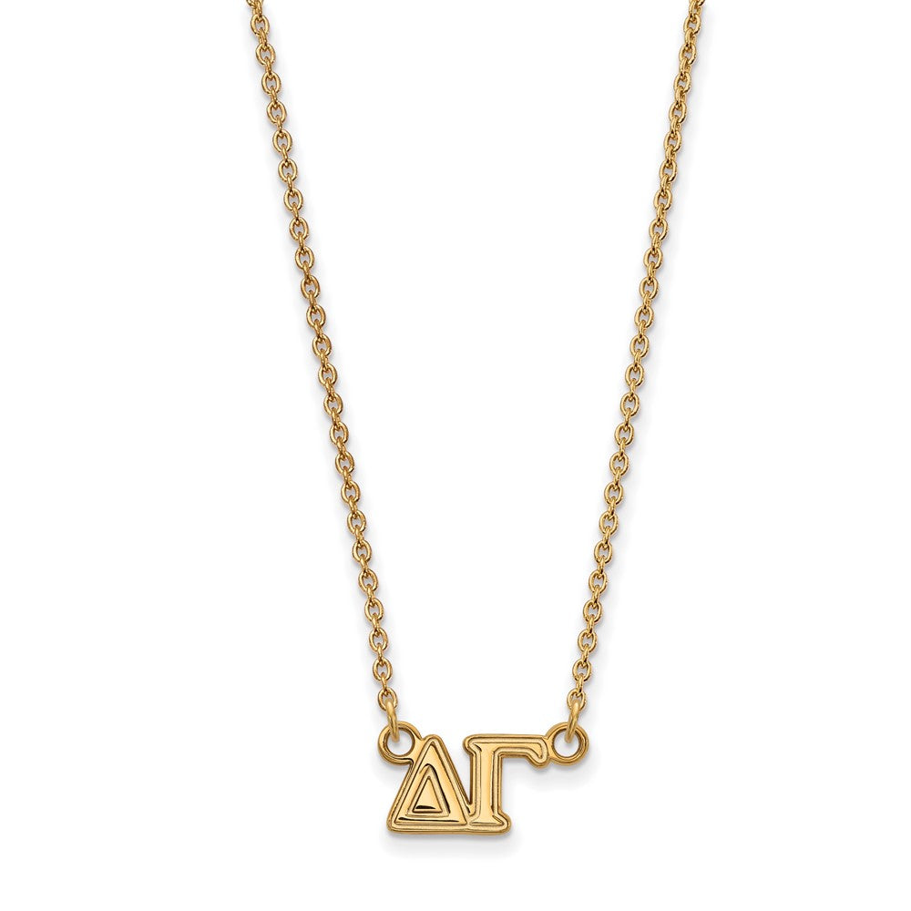 Sterling Silver Gold-plated LogoArt Delta Gamma Sorority Greek Letters Medium Pendant 18 inch Necklace