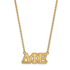 Sterling Silver Gold-plated LogoArt Delta Phi Epsilon Sorority Greek Letters Medium Pendant 18 inch Necklace