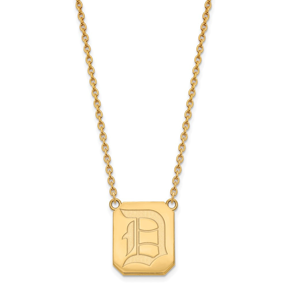 Sterling Silver Gold-plated LogoArt Duquesne University Letter D Large Pendant 18 inch Necklace