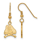 Sterling Silver Gold-plated LogoArt East Carolina University Pirate Small Dangle Wire Earrings