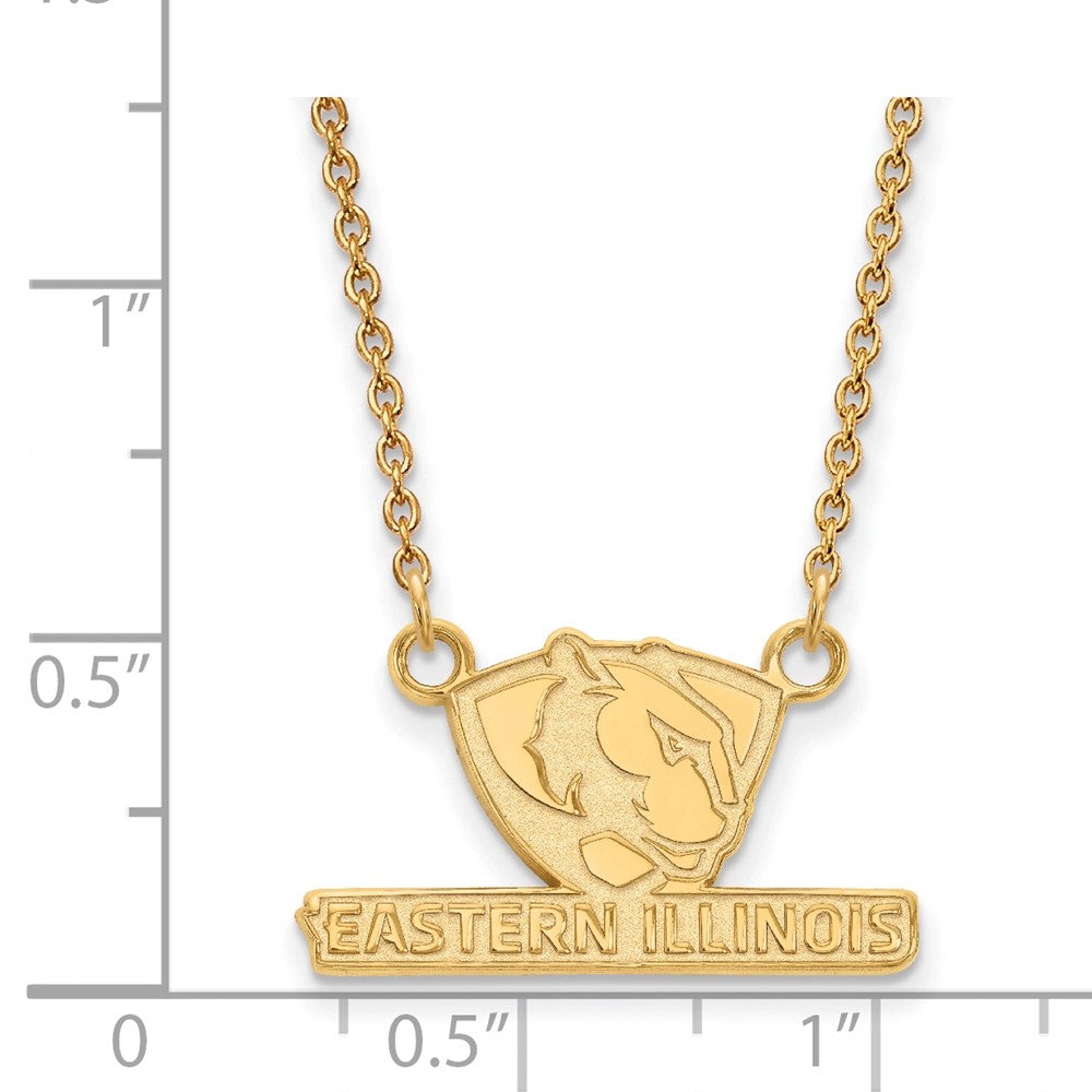 Sterling Silver Gold-plated LogoArt Eastern Illinois University Small Pendant 18 inch Necklace