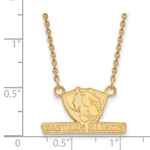 10k Gold LogoArt Eastern Illinois University Small Pendant 18 inch Necklace