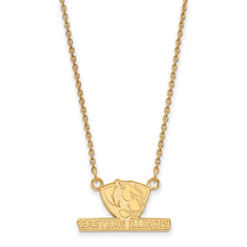 10k Gold LogoArt Eastern Illinois University Small Pendant 18 inch Necklace