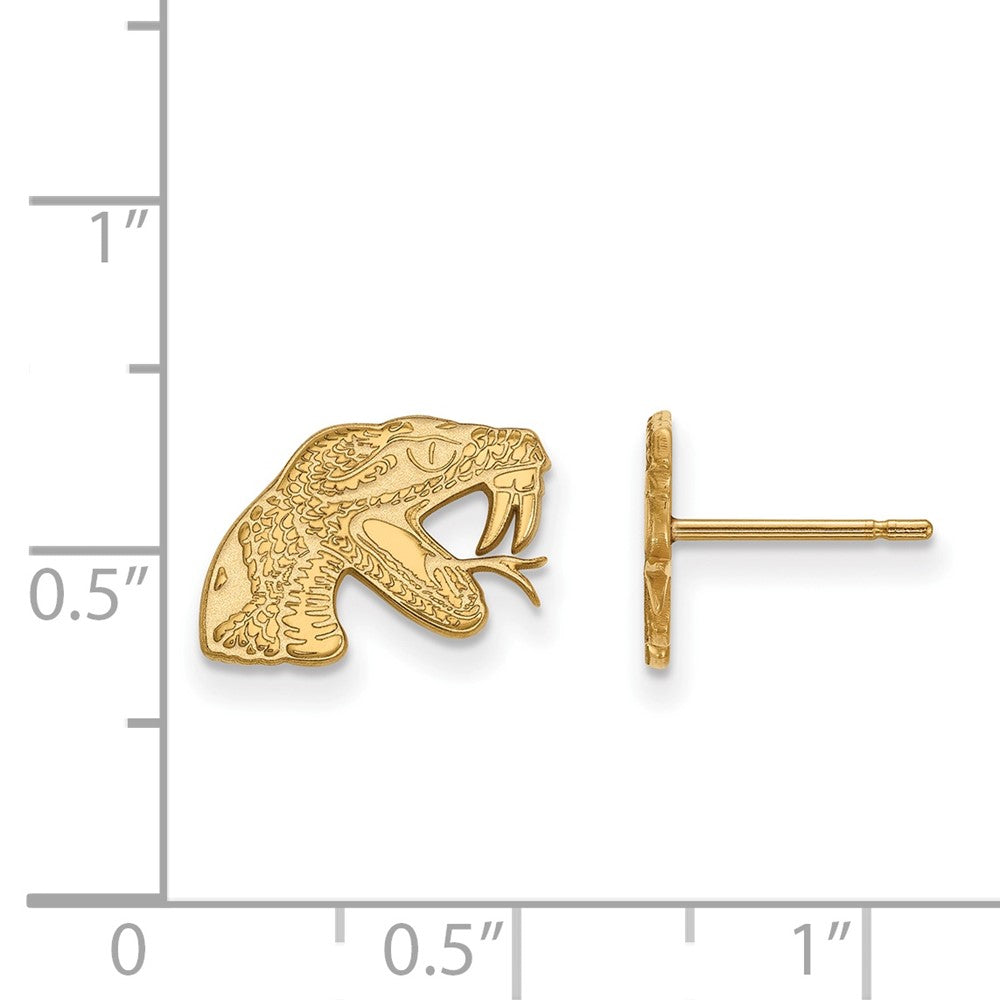 10k Gold LogoArt Florida A and M University Rattler Extra Small Post Earrings