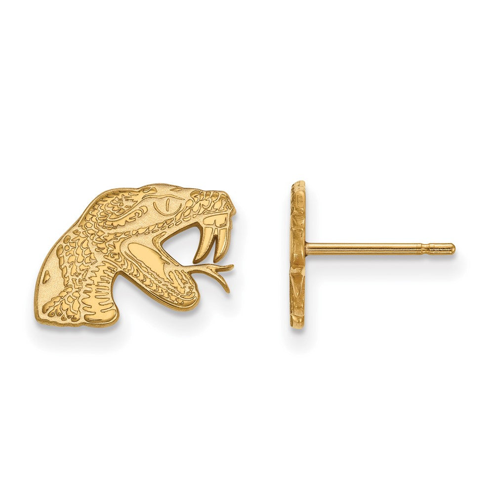 Sterling Silver Gold-plated LogoArt Florida A and M University Rattler Extra Small Post Earrings