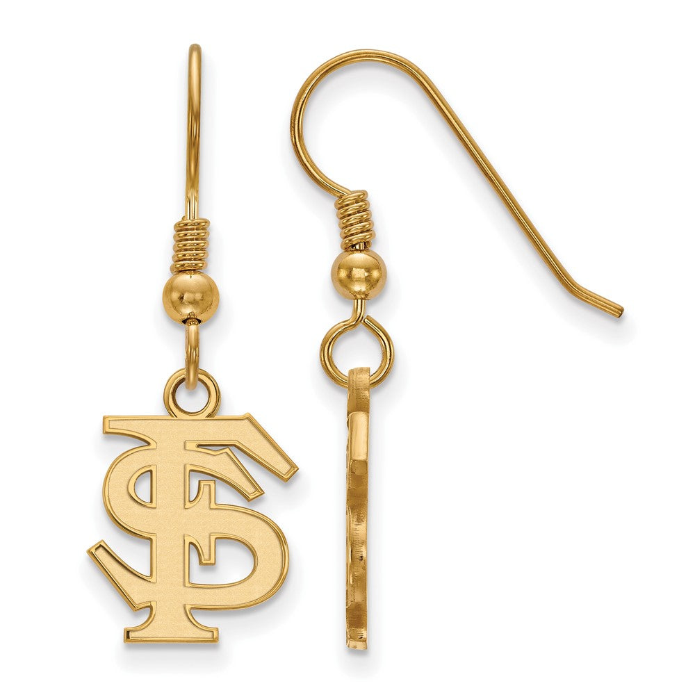 Sterling Silver Gold-plated LogoArt Florida State University F-S Small Dangle Wire Earrings