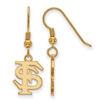 Sterling Silver Gold-plated LogoArt Florida State University F-S Small Dangle Wire Earrings